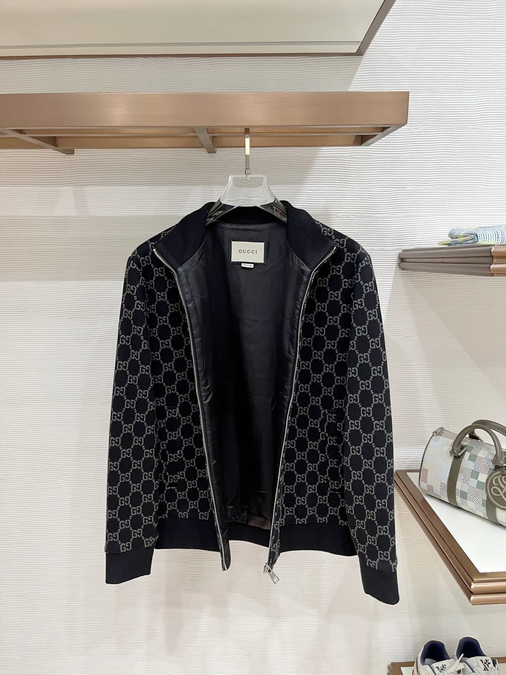 Gucci Men's GG Jacquard Baseball Jacket