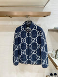 Gucci Men's GG Jacquard Shearling Stand Collar Jacket