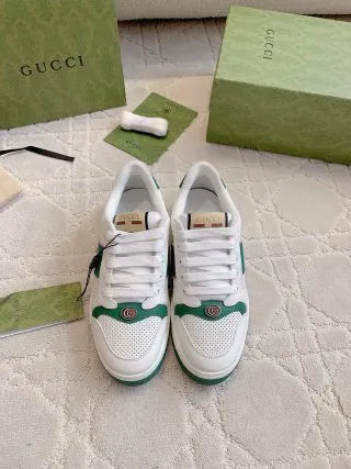 Gucci Screener Sneakers Distressed Cowhide Leather Fabric 323397
