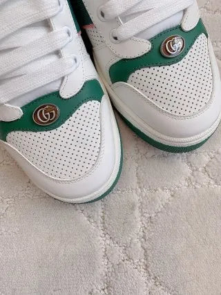Gucci Screener Sneakers Distressed Cowhide Leather Fabric 323397