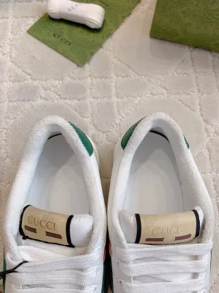 Gucci Screener Sneakers Distressed Cowhide Leather Fabric 323397