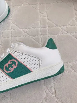 Gucci Screener Sneakers Distressed Cowhide Leather Fabric 323397