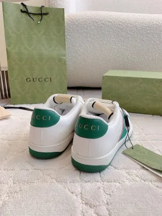 Gucci Screener Sneakers Distressed Cowhide Leather Fabric 323397