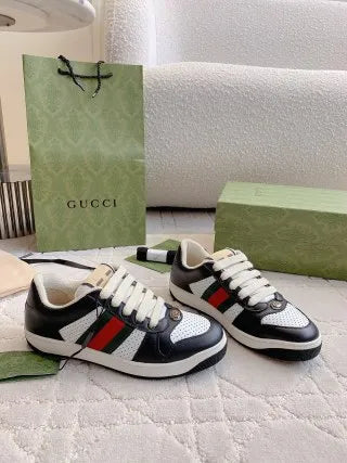 Gucci Screener Sneakers Distressed Cowhide Leather Fabric 323400