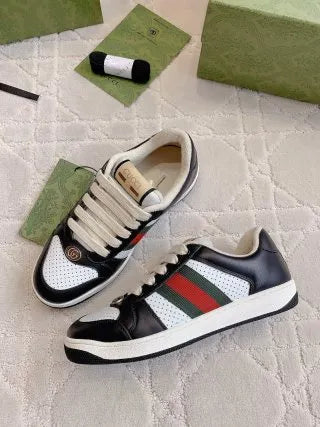 Gucci Screener Sneakers Distressed Cowhide Leather Fabric 323400