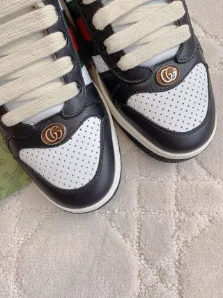 Gucci Screener Sneakers Distressed Cowhide Leather Fabric 323400
