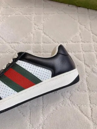 Gucci Screener Sneakers Distressed Cowhide Leather Fabric 323400