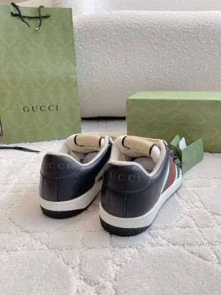 Gucci Screener Sneakers Distressed Cowhide Leather Fabric 323400