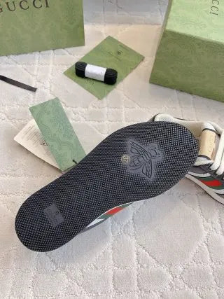 Gucci Screener Sneakers Distressed Cowhide Leather Fabric 323400
