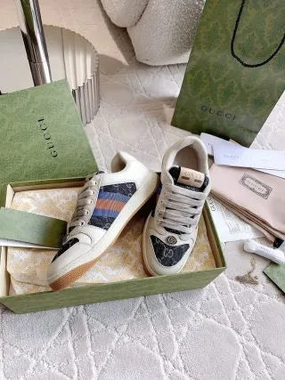 Gucci Screener Sneakers Leather Fabric 323365