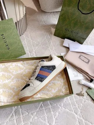 Gucci Screener Sneakers Leather Fabric 323365