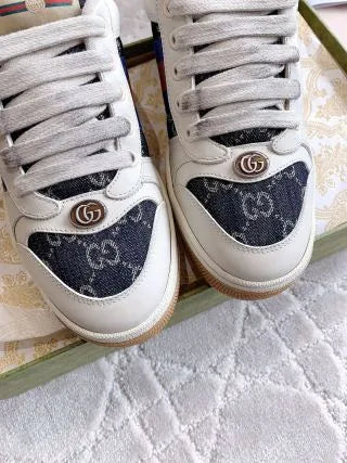 Gucci Screener Sneakers Leather Fabric 323365