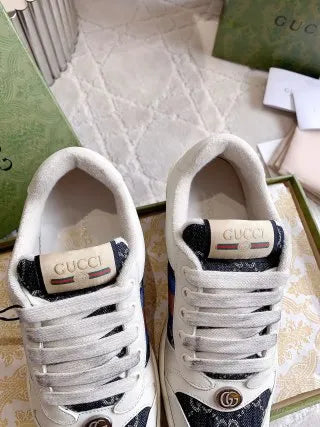 Gucci Screener Sneakers Leather Fabric 323365