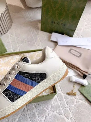 Gucci Screener Sneakers Leather Fabric 323365