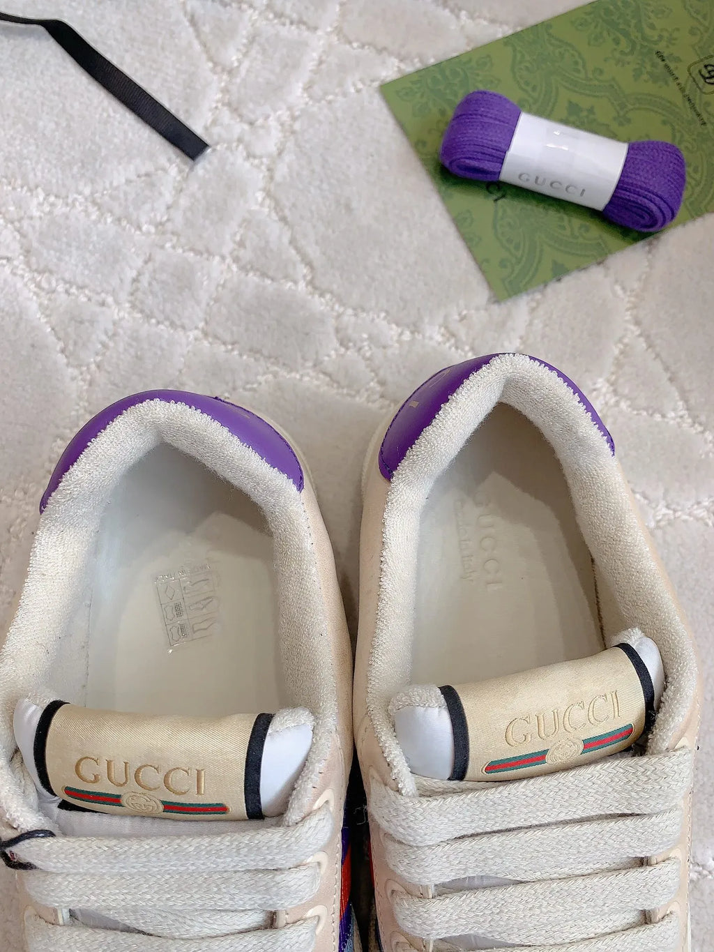 Gucci Screener Sneakers Leather Fabric 323401