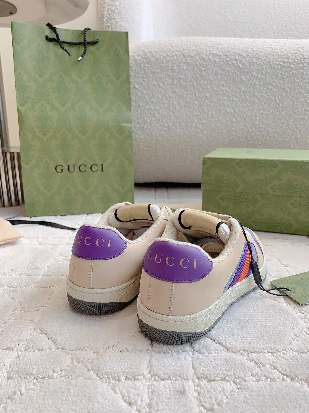 Gucci Screener Sneakers Leather Fabric 323401