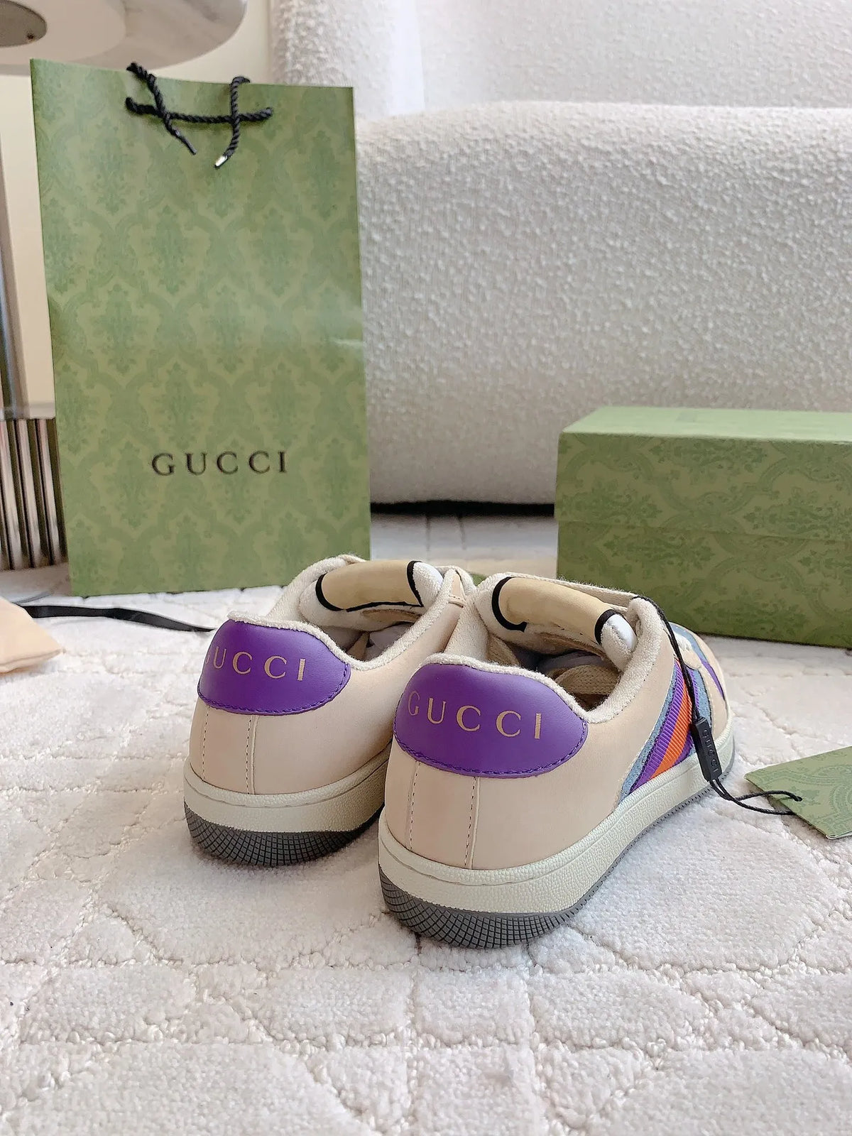 Gucci Screener Sneakers Leather Fabric 323401