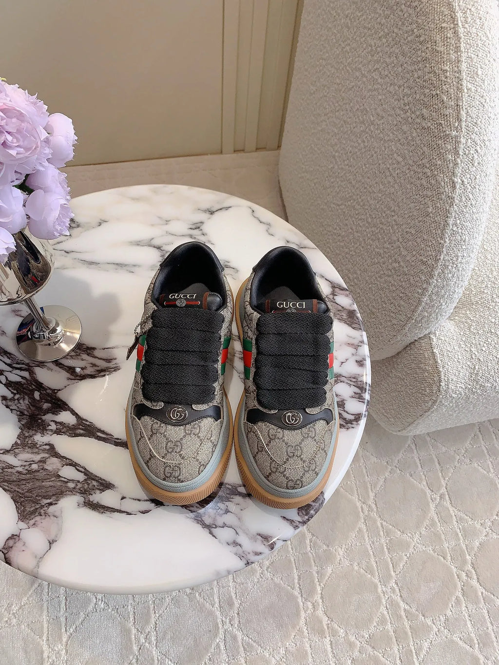 Gucci Thick-Soled Shoes Leather Fabric 323351