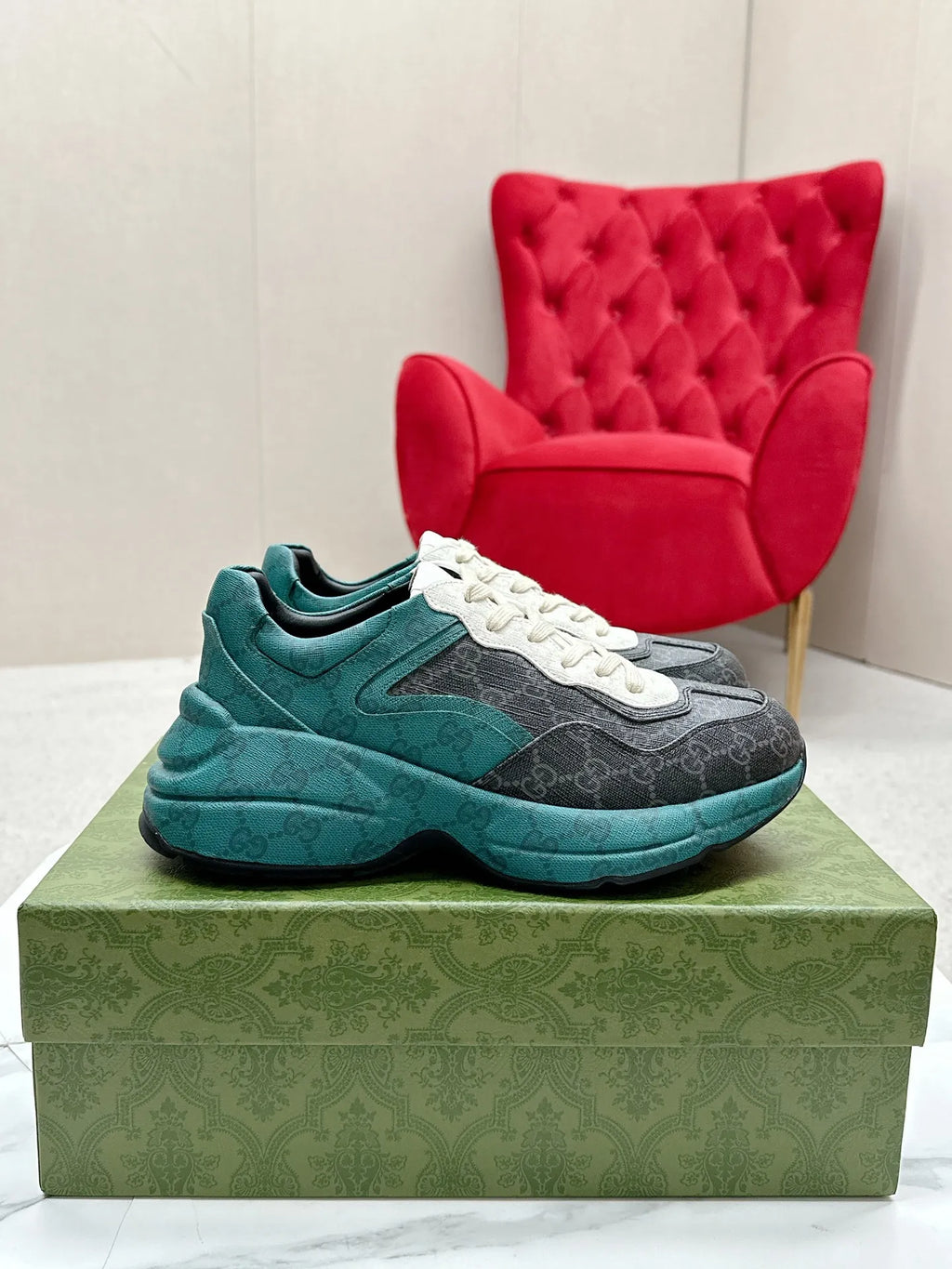 Gucci Unisex Chunky Dad Sneakers Calfskin Leather