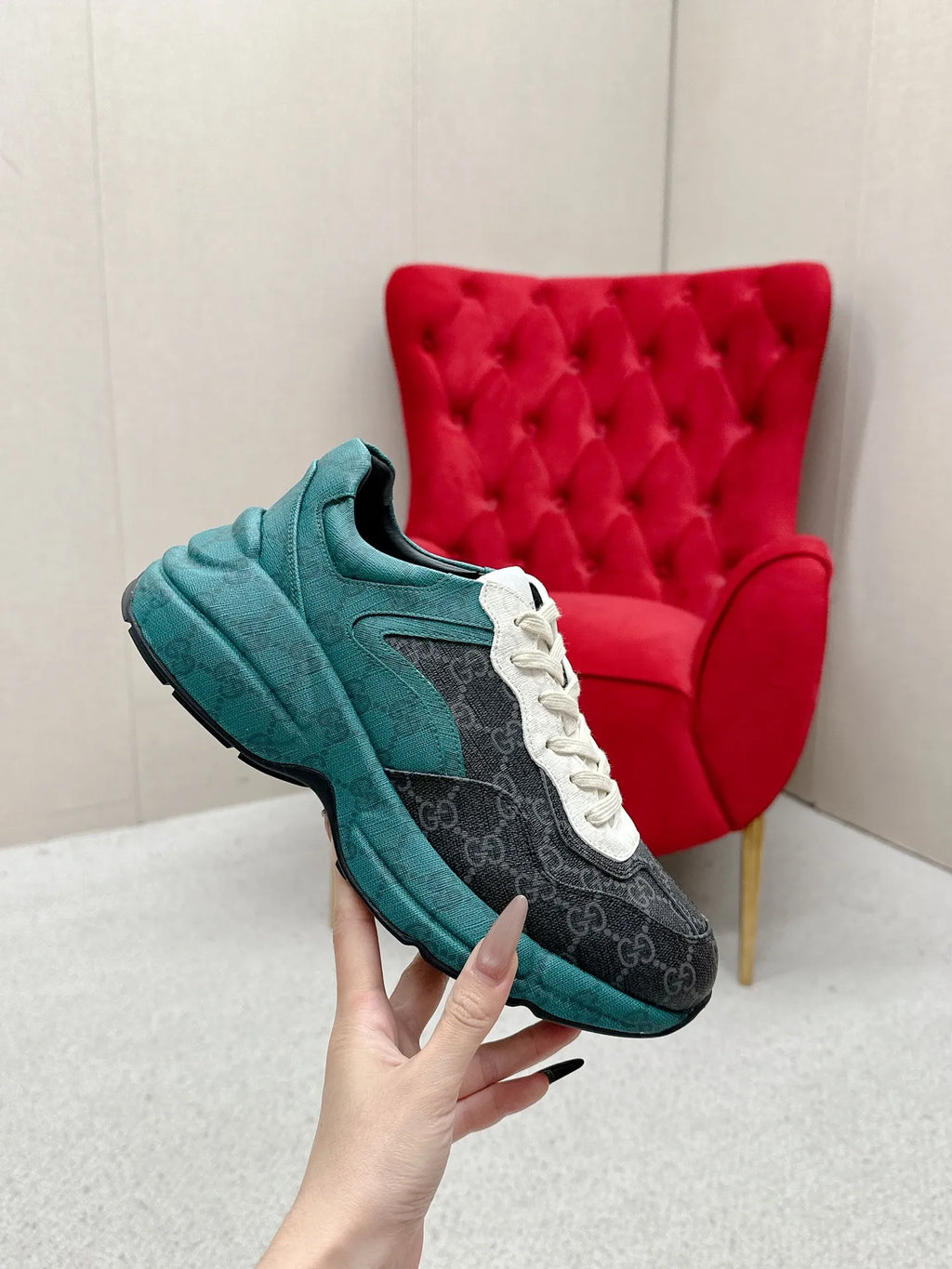 Gucci Unisex Chunky Dad Sneakers Calfskin Leather