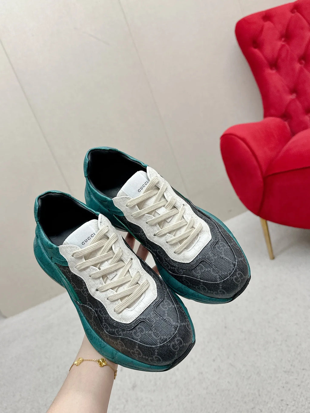 Gucci Unisex Chunky Dad Sneakers Calfskin Leather