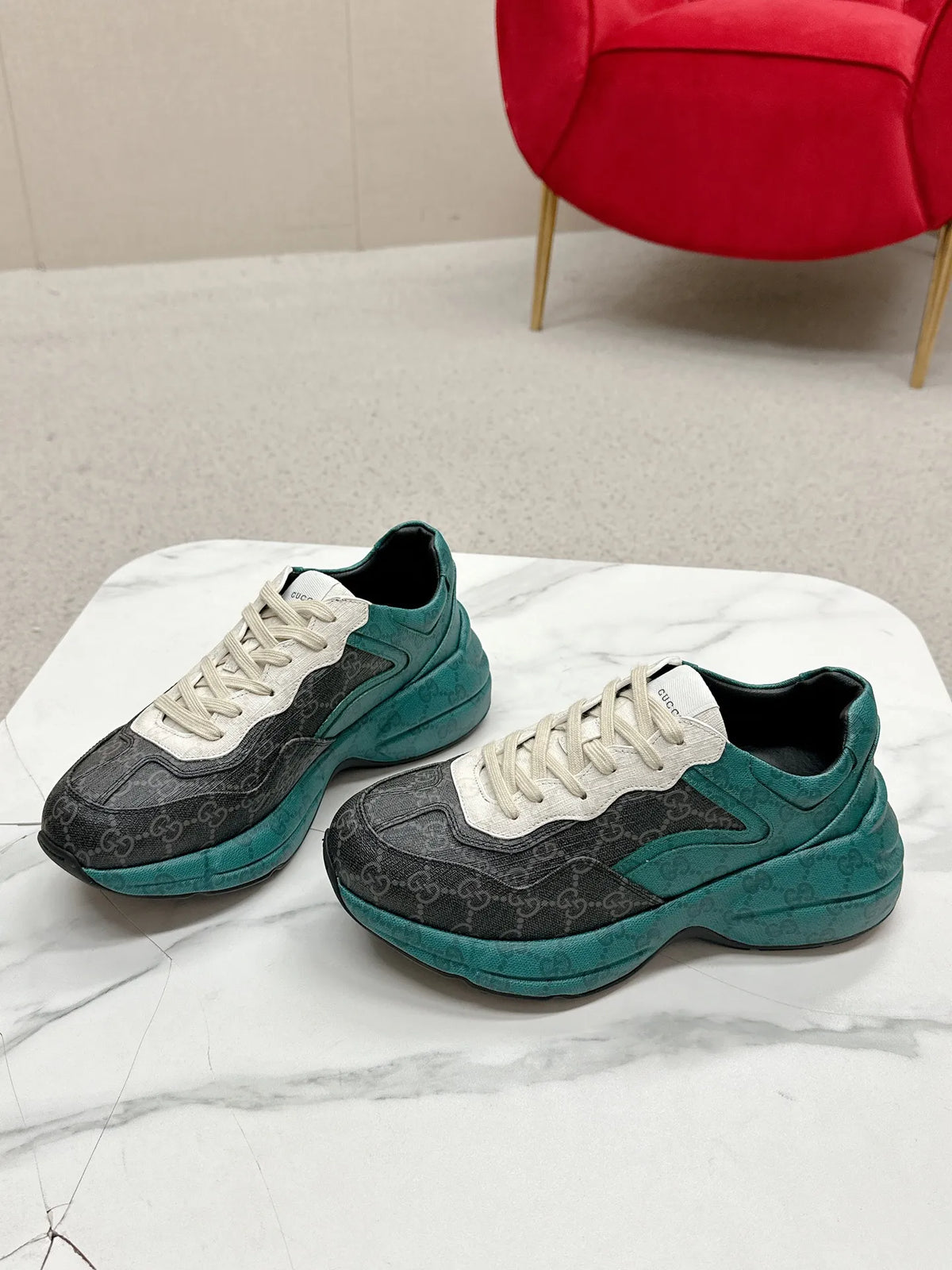 Gucci Unisex Chunky Dad Sneakers Calfskin Leather