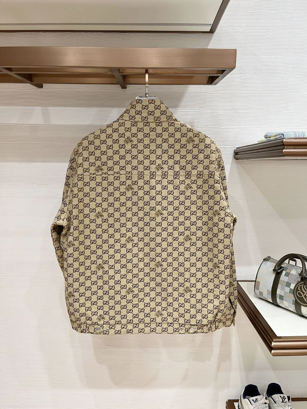 Gucci Unisex GG Monogram Stand Collar Down Jacket Khaki