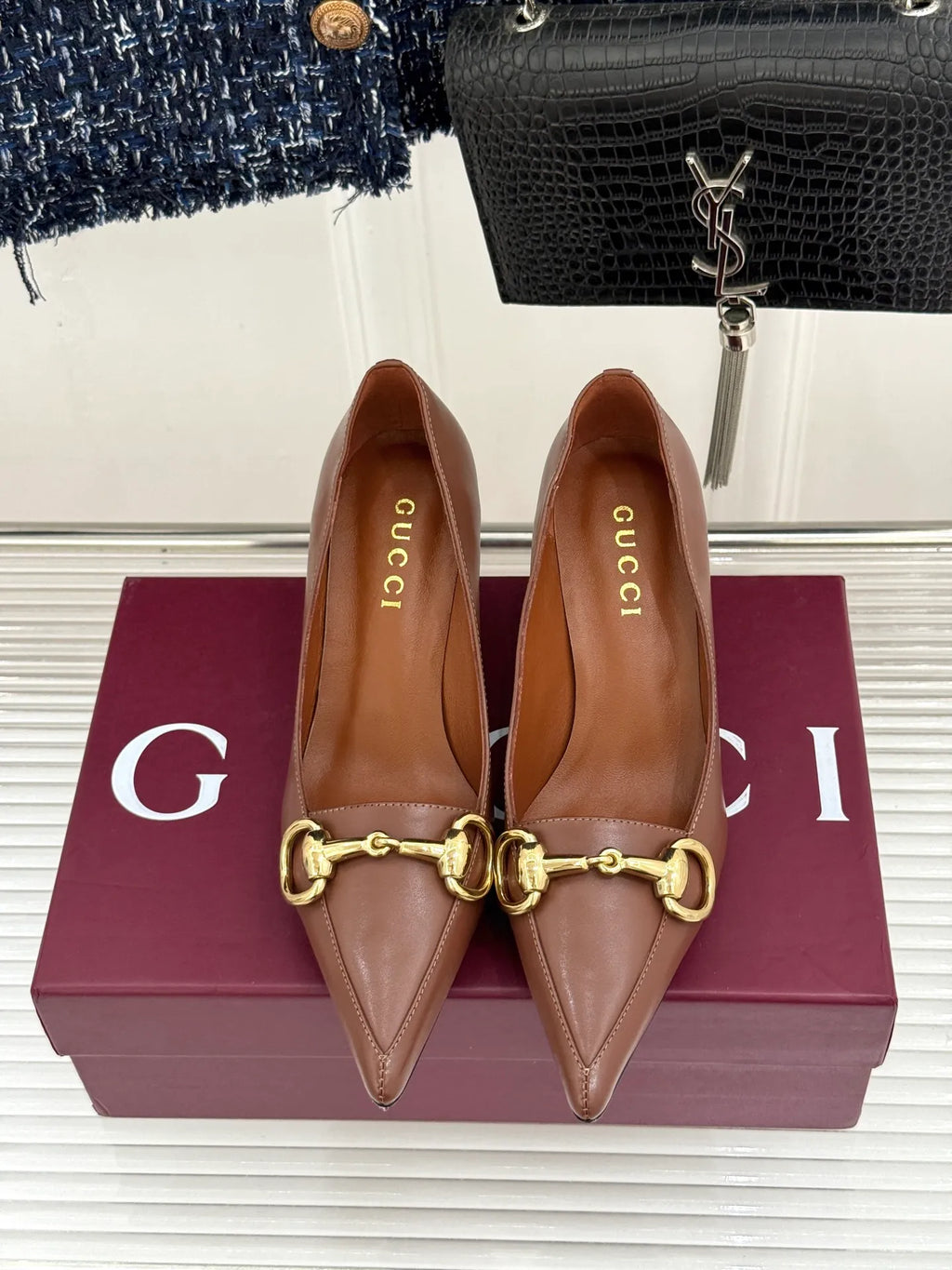 Gucci Women's Boulevard Horsebit Pointed Toe Pumps 26WF