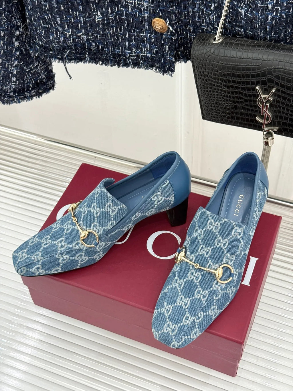 Gucci Women's GG Monogram Horsebit Block Heel Pumps 26WF