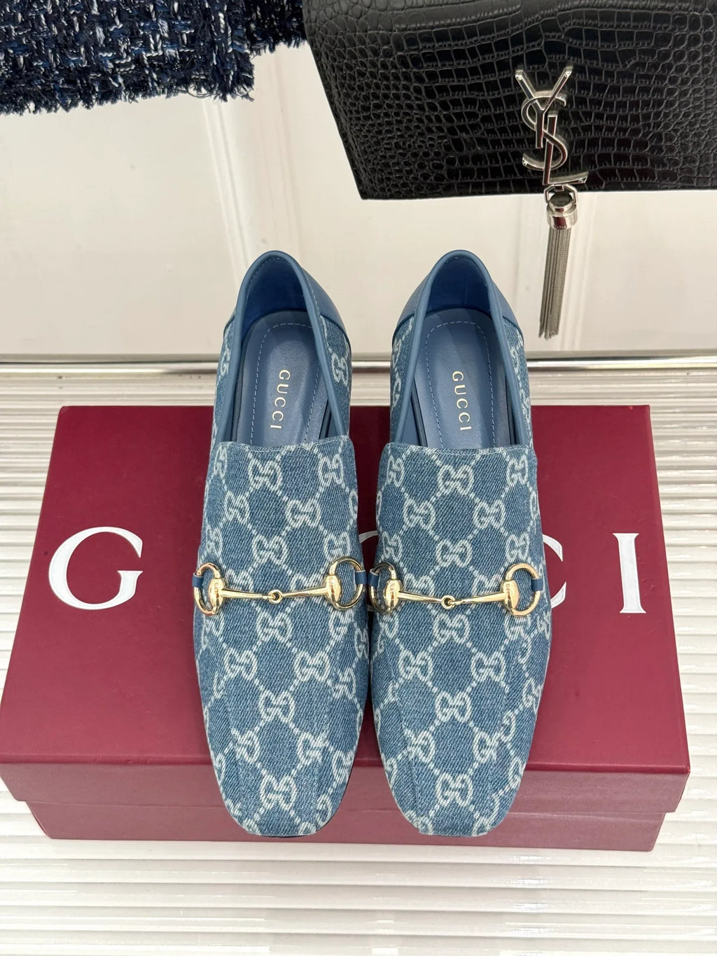 Gucci Women's GG Monogram Horsebit Block Heel Pumps 26WF