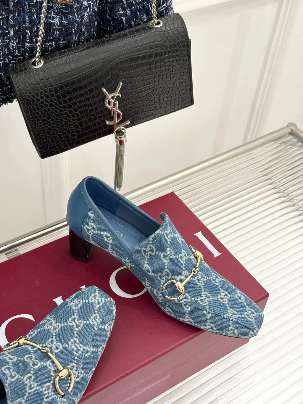 Gucci Women's GG Monogram Horsebit Block Heel Pumps 26WF