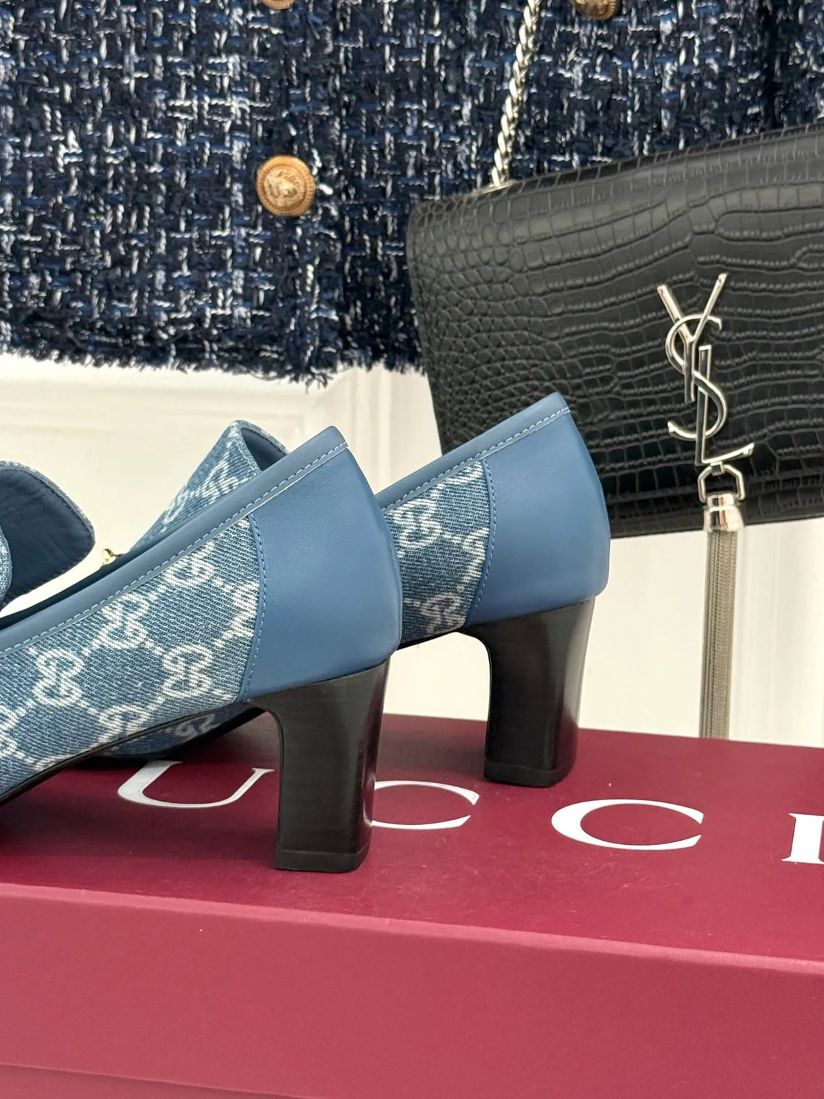 Gucci Women's GG Monogram Horsebit Block Heel Pumps 26WF