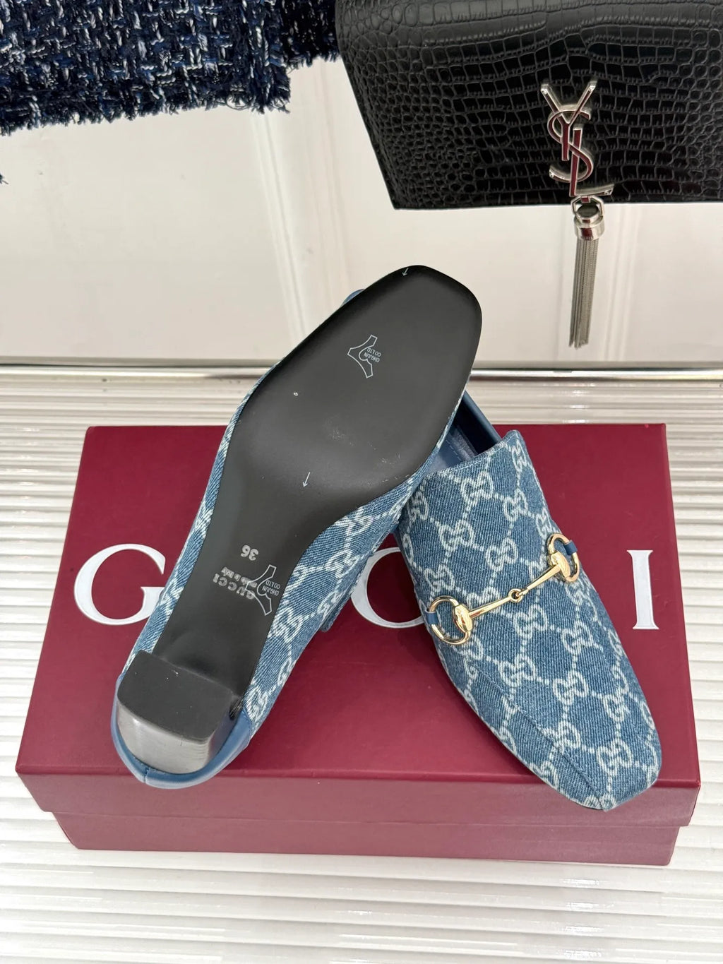 Gucci Women's GG Monogram Horsebit Block Heel Pumps 26WF