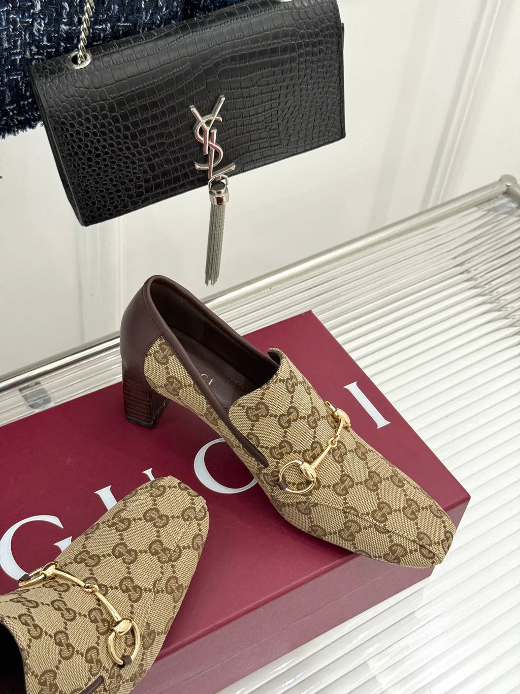 Gucci Women's Horsebit Monogram Block Heel Pumps 26WF