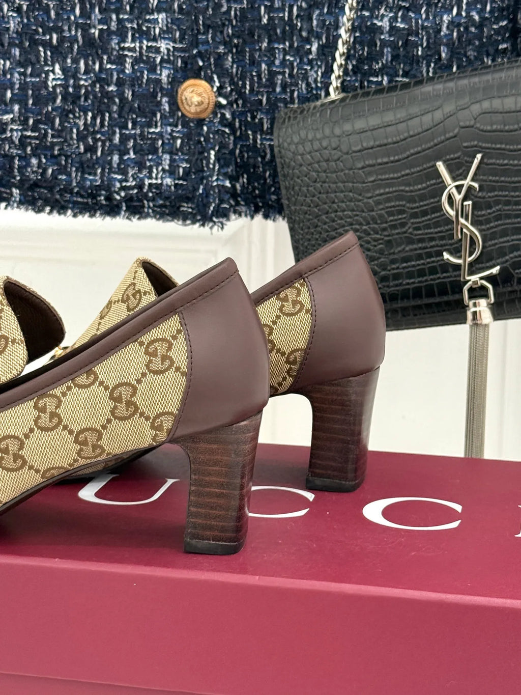 Gucci Women's Horsebit Monogram Block Heel Pumps 26WF