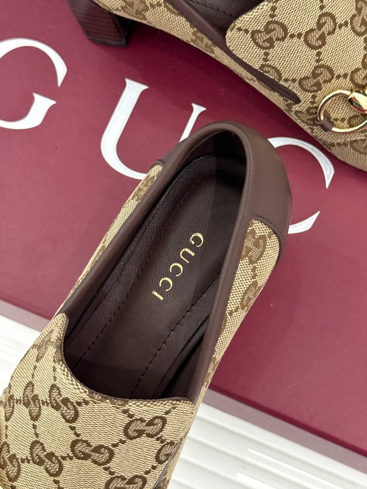 Gucci Women's Horsebit Monogram Block Heel Pumps 26WF