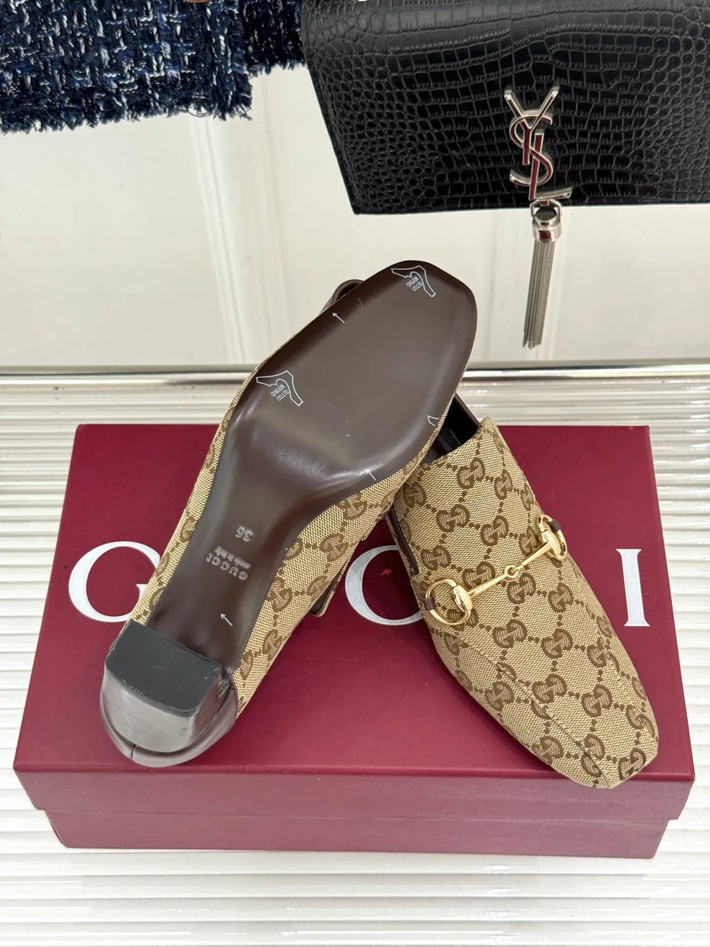 Gucci Women's Horsebit Monogram Block Heel Pumps 26WF