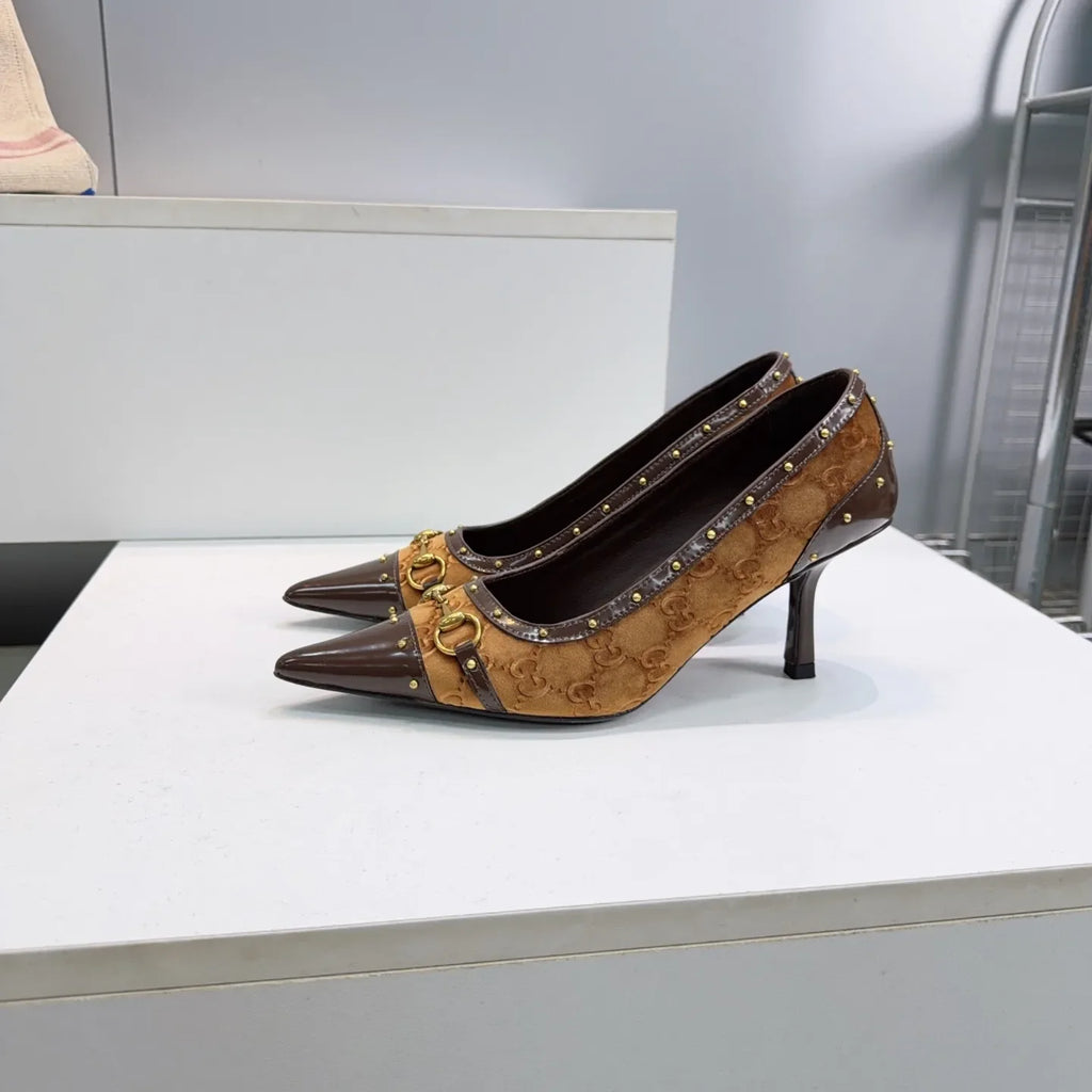 Gucci Women's Horsebit Punk Studded D'Orsay Pumps