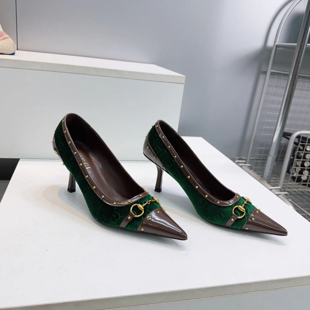 Gucci Women's Horsebit Punk Studded D'Orsay Pumps