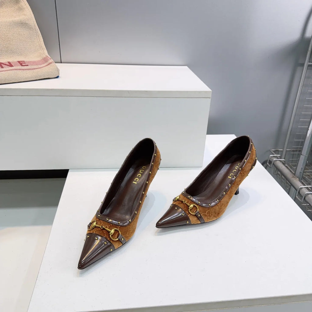 Gucci Women's Horsebit Punk Studded D'Orsay Pumps