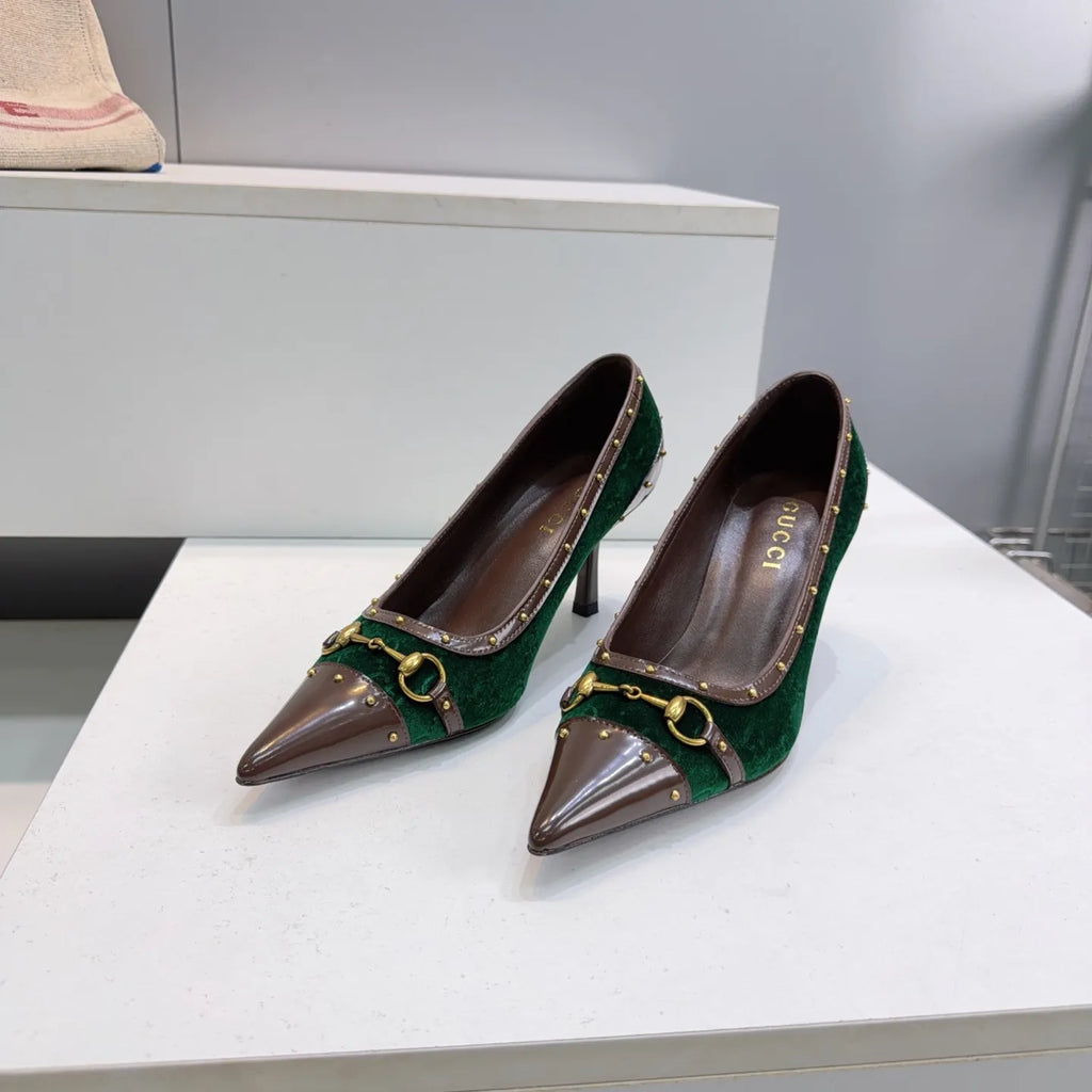 Gucci Women's Horsebit Punk Studded D'Orsay Pumps