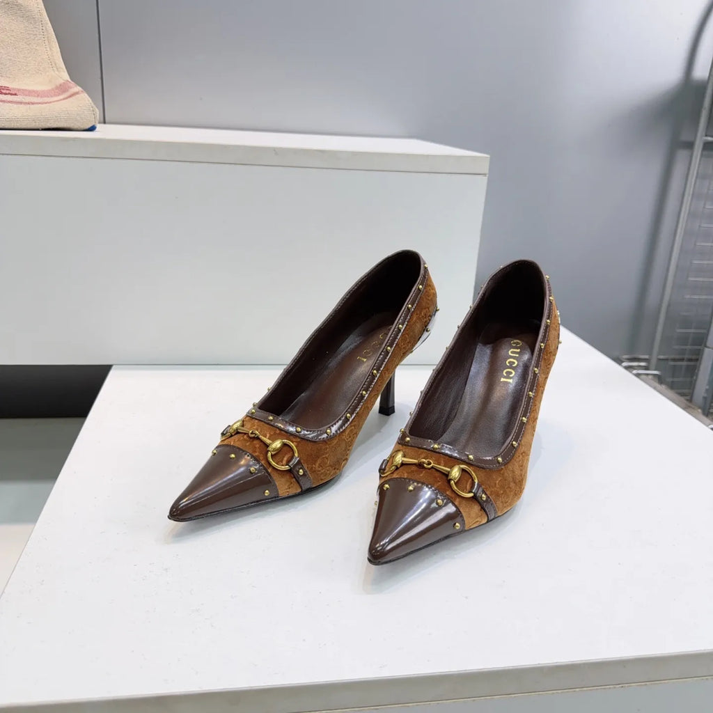 Gucci Women's Horsebit Punk Studded D'Orsay Pumps