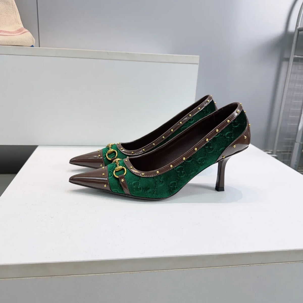 Gucci Women's Horsebit Punk Studded D'Orsay Pumps