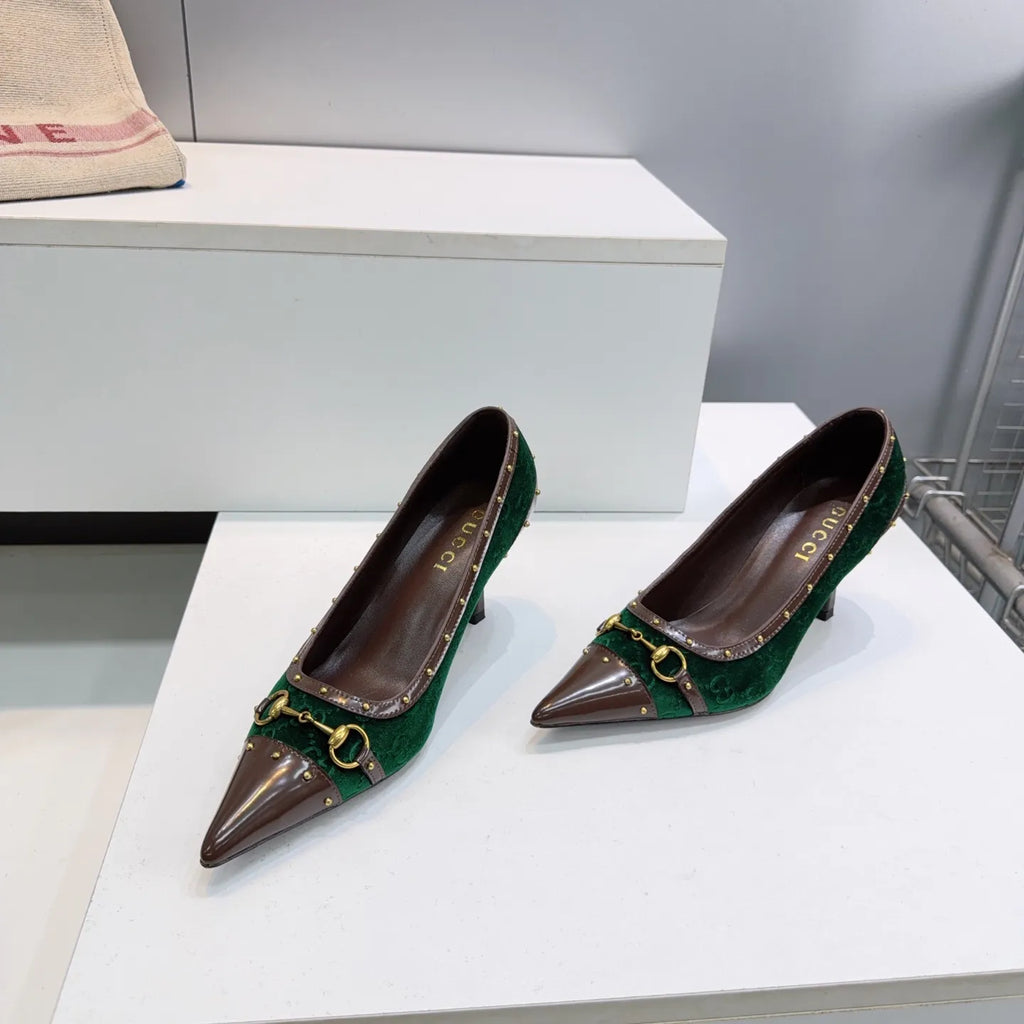 Gucci Women's Horsebit Punk Studded D'Orsay Pumps