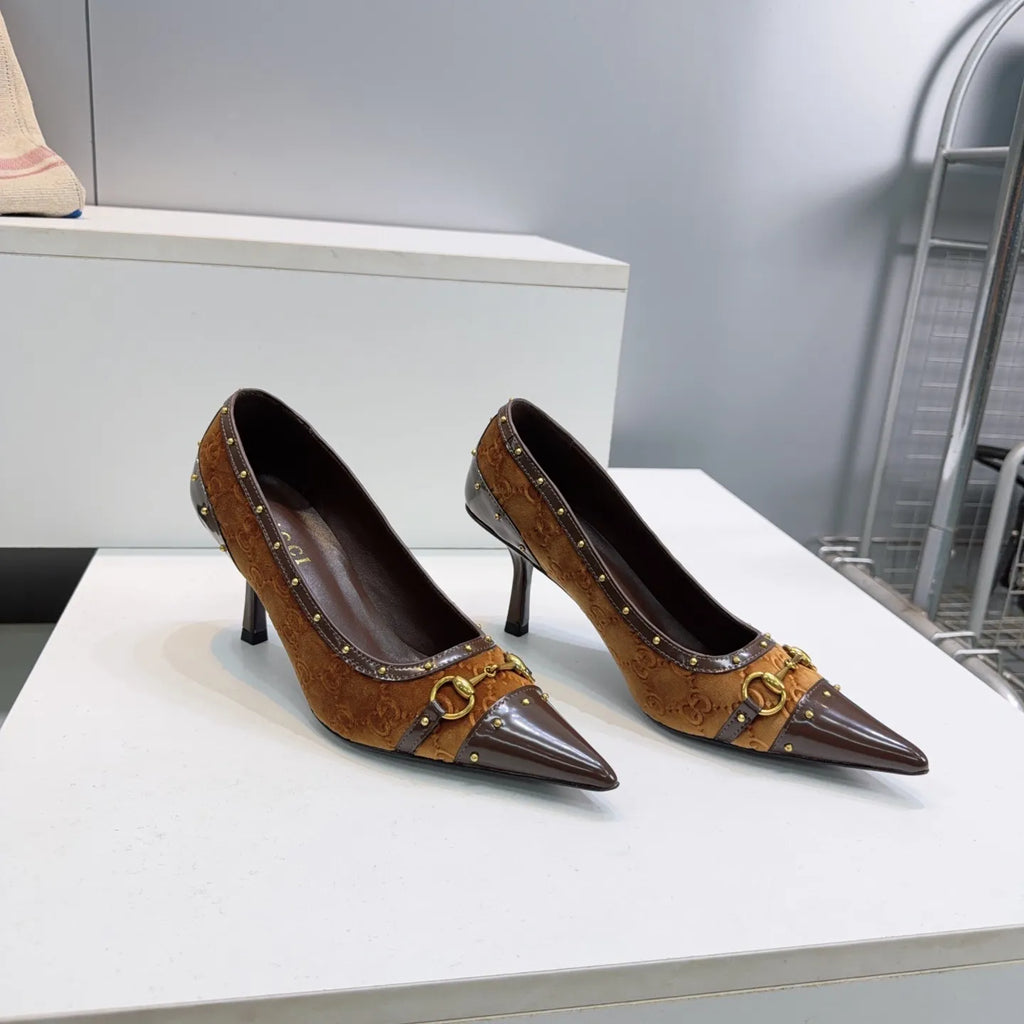 Gucci Women's Horsebit Punk Studded D'Orsay Pumps