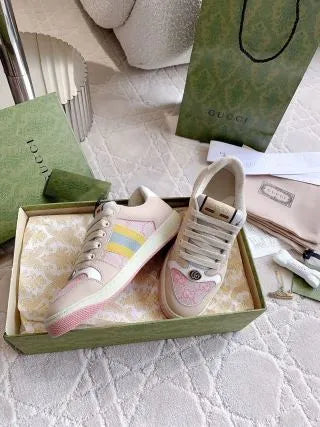 Gucci Women's Screener Distressed Sneakers Cowhide Leather 323371
