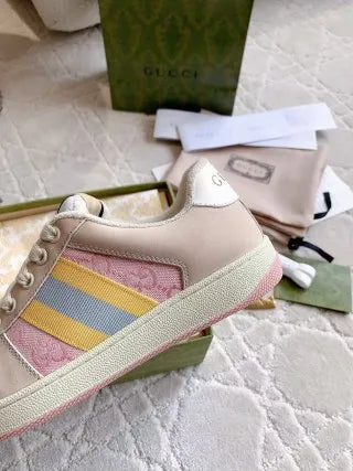 Gucci Women's Screener Distressed Sneakers Cowhide Leather 323371