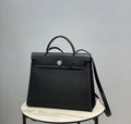 Herbag 12.2 in Canvas Leather Handbag 10110010 Classic Black
