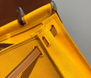 Herbag 31 Canvas and Leather Shoulder Bag Amber Yellow