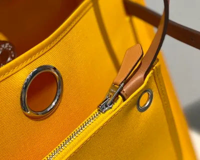 Herbag 31 Canvas and Leather Shoulder Bag Amber Yellow